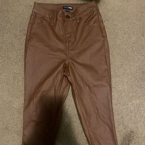 Brown leather pants